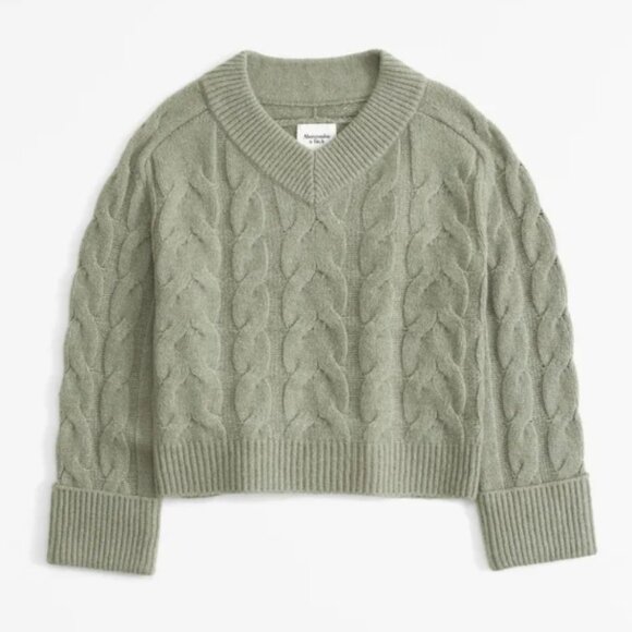 Abercrombie & Fitch Easy V-Neck Sweater, Pale Green | Size Large - Picture 1 of 8